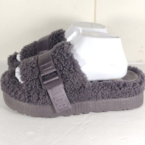 UGG Women's Fluffita US 8 Purple Sheepskin Platform Shearling Slide Slippers - Picture 2 of 16